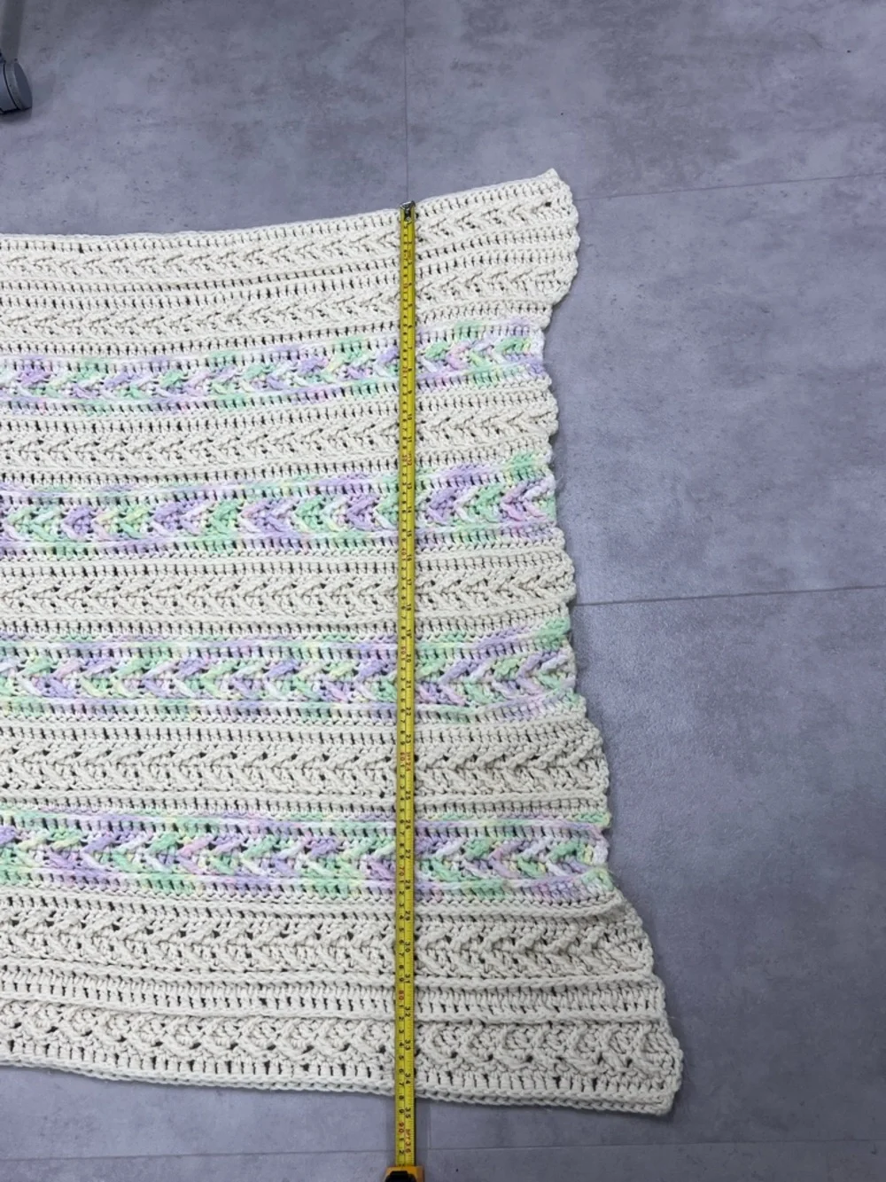 Vintage Handmade‎ Crochet Afghan Blanket 80X34 Granny Square Throw White Purple